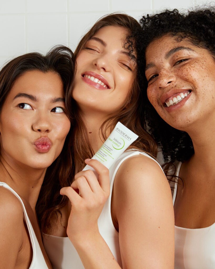 Image of 3 models showing a Bioderma product